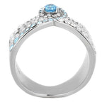 Jewellery Kingdom Ladies Blue Topaz Cz Stainless Steel 15mm Wide Band Pretty Silver Ring - Jewelry Rings - British D'sire