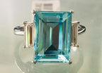 Jewellery Kingdom Ladies Blue Topaz Emerald Cut Three Stone Radiant Cut Ring (Silver) - Rings - British D'sire