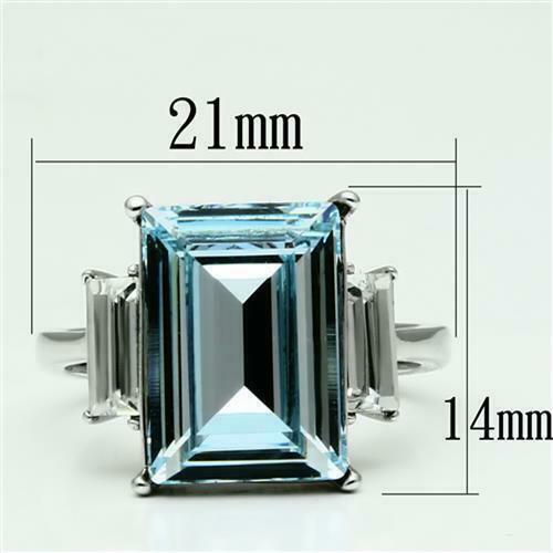 Jewellery Kingdom Ladies Blue Topaz Emerald Cut Three Stone Radiant Cut Ring (Silver) - Rings - British D'sire