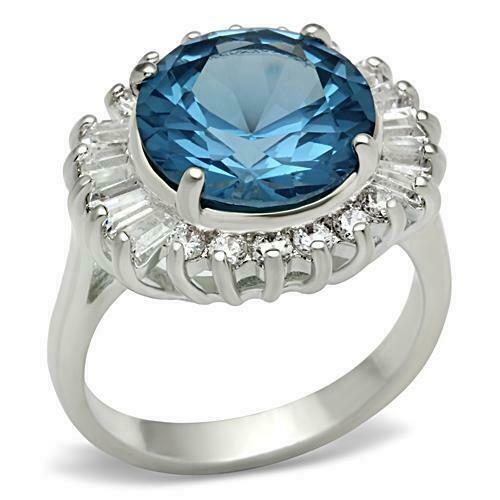 Jewellery Kingdom Ladies Blue Topaz Oval Baguettes 9k Cocktail Ring (Silver) - Rings - British D'sire Main image