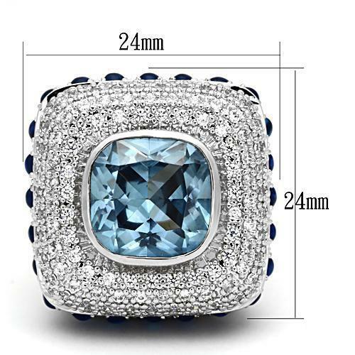 Jewellery Kingdom Ladies Blue Topaz Sapphire Cubic Zirconia Bezel Statement Cocktail Ring Secondary image