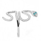 Jewellery Kingdom Ladies Blue Topaz Snake Pave Band Stainless Steel Ring (Silver) - Rings - British D'sire