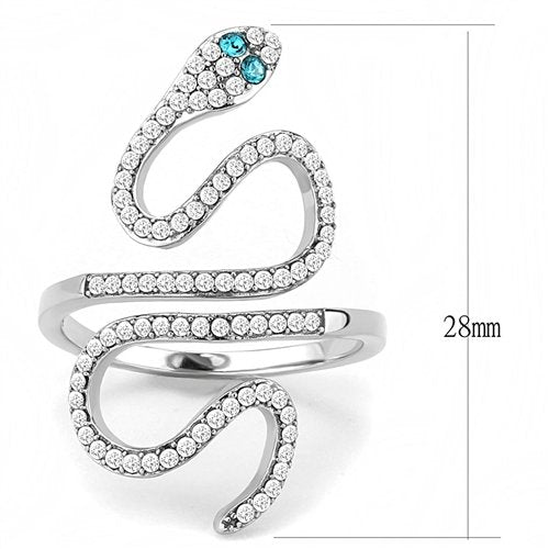 Jewellery Kingdom Ladies Blue Topaz Snake Pave Band Stainless Steel Ring (Silver) Secondary image