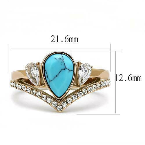 Jewellery Kingdom Ladies Blue Turquoise Pear Cut Bezel Ring (Gold) Secondary image
