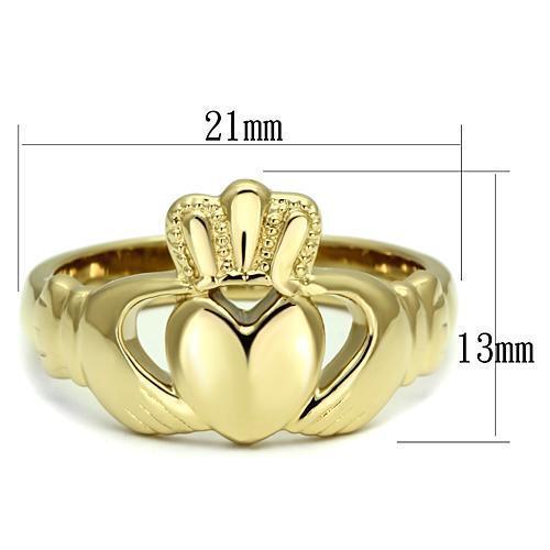 Jewellery Kingdom Ladies Celtic Claddagh No Stone Irish Steel Ireland Ring (Gold) - Jewelry Rings - British D'sire