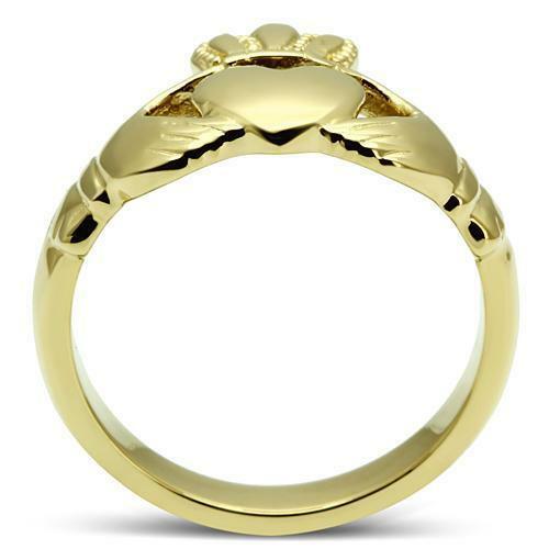 Jewellery Kingdom Ladies Celtic Claddagh No Stone Irish Steel Ireland Ring (Gold) - Jewelry Rings - British D'sire