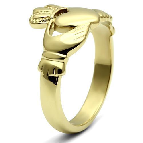 Jewellery Kingdom Ladies Celtic Claddagh No Stone Irish Steel Ireland Ring (Gold) - Jewelry Rings - British D'sire