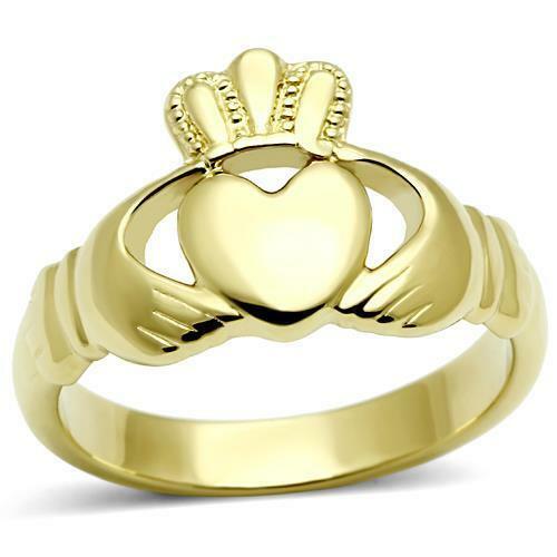 Jewellery Kingdom Ladies Celtic Claddagh No Stone Irish Steel Ireland Ring (Gold) - Jewelry Rings - British D'sire Main image