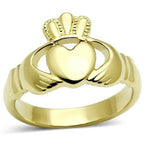 Jewellery Kingdom Ladies Celtic Claddagh No Stone Irish Steel Ireland Ring (Gold) - Jewelry Rings - British D'sire