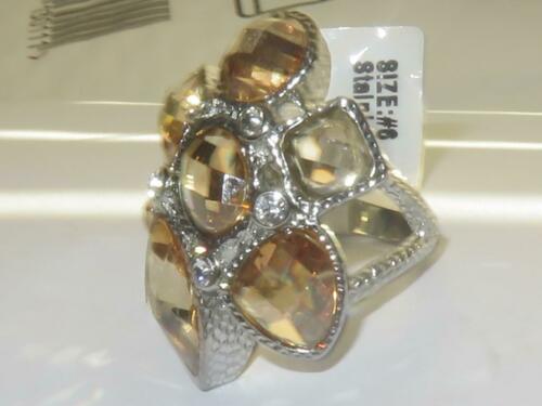 Jewellery Kingdom Ladies Champagne Cocktail Marquise Heart Oval Statement Rhodium Ring (Brown) - Jewelry Rings - British D'sire Main image
