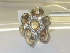 Jewellery Kingdom Ladies Champagne Cocktail Marquise Heart Oval Statement Rhodium Ring (Brown) - Jewelry Rings - British D'sire