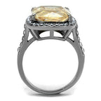 Jewellery Kingdom Ladies Champagne Emerald Cut 14 Carat Stainless Steel Cocktail Ring (Silver) - Jewelry Rings - British D'sire