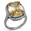 Jewellery Kingdom Ladies Champagne Emerald Cut 14 Carat Stainless Steel Cocktail Ring (Silver) - Jewelry Rings - British D'sire