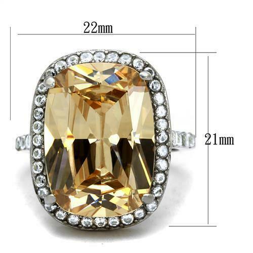 Jewellery Kingdom Ladies Champagne Emerald Cut 14 Carat Stainless Steel Cocktail Ring (Silver) Secondary image