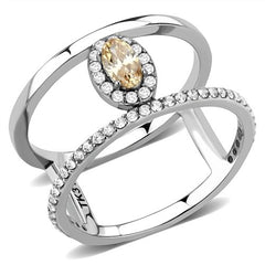 Jewellery Kingdom Ladies Champagne Oval Brown Pave Open 50 Carat Stainless Steel Ring - Jewelry Rings - British D'sire