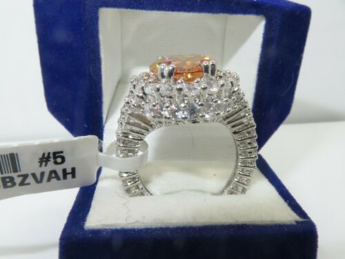 Jewellery Kingdom Ladies Champagne Oval Cz Silver Rhodium Sparkling Cocktail 12ct Ring (Brown) - Jewelry Rings - British D'sire Main image