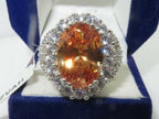 Jewellery Kingdom Ladies Champagne Oval Cz Silver Rhodium Sparkling Cocktail 12ct Ring (Brown) - Jewelry Rings - British D'sire