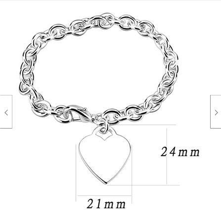 Jewellery Kingdom Ladies Charm Heart Rhodium 7.5 Inch Link Add Charms Chain Bracelet (Silver) Secondary image
