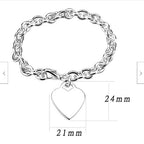 Jewellery Kingdom Ladies Charm Heart Rhodium 75 Inch Link Add Charms Chain Bracelet (Silver) - Jewelry Rings - British D'sire