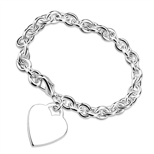 Jewellery Kingdom Ladies Charm Heart Rhodium 75 Inch Link Add Charms Chain Bracelet (Silver) - Jewelry Rings - British D'sire Main image