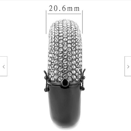 Jewellery Kingdom Ladies Chunky Pave Cz Hinged 6.75 Inch Super Sparkling Bangle (Light Black) - Bracelets & Bangles - British D'sire