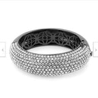 Jewellery Kingdom Ladies Chunky Pave Cz Hinged 6.75 Inch Super Sparkling Bangle (Light Black) - Bracelets & Bangles - British D'sire