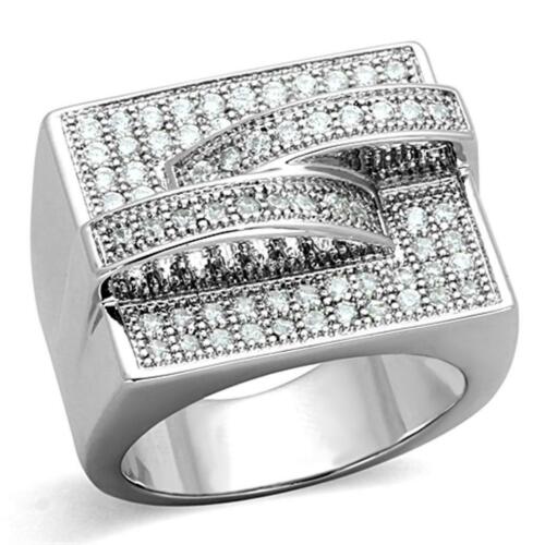 Jewellery Kingdom Ladies Chunky Square Sparkling Pave 3d Simulated Diamonds Clear Ring (Silver) - Jewelry Rings - British D'sire Main image