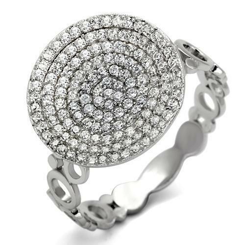 Jewellery Kingdom Ladies Circle Cubic Zirconia Sterling Silver Pave Super Handmade Ring - Jewelry Rings - British D'sire