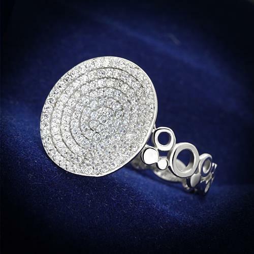 Jewellery Kingdom Ladies Circle Cubic Zirconia Sterling Silver Pave Super Handmade Ring - Jewelry Rings - British D'sire