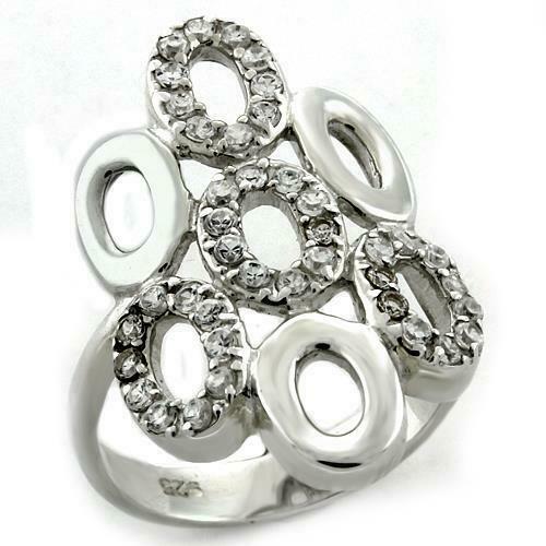 Jewellery Kingdom Ladies Circles Cz Flat Contemporary Sterling Silver Stamped Clear Ring - Jewelry Rings - British D'sire