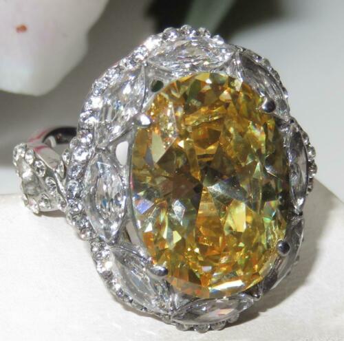 Jewellery Kingdom Ladies Citrine Cocktail Cubic Zirconia 14CT Marquise Stainless Steel Ring (Yellow) - Jewelry Rings - British D'sire