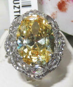 Jewellery Kingdom Ladies Citrine Cocktail Cubic Zirconia 14CT Marquise Stainless Steel Ring (Yellow) - Jewelry Rings - British D'sire