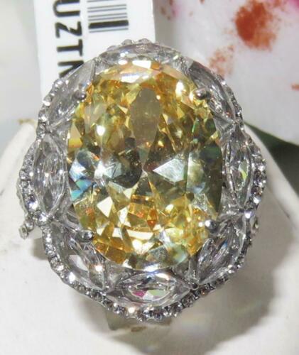 Jewellery Kingdom Ladies Citrine Cocktail Cubic Zirconia 14CT Marquise Stainless Steel Ring (Yellow) - Jewelry Rings - British D'sire