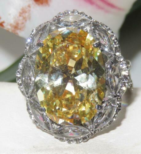 Jewellery Kingdom Ladies Citrine Cocktail Cubic Zirconia 14CT Marquise Stainless Steel Ring (Yellow) - Jewelry Rings - British D'sire