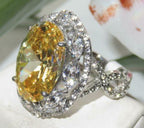 Jewellery Kingdom Ladies Citrine Cocktail Cubic Zirconia 14CT Marquise Stainless Steel Ring (Yellow) - Jewelry Rings - British D'sire