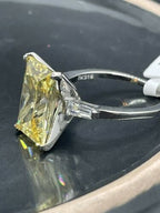Jewellery Kingdom Ladies Citrine Emerald Cut Cubic Zirconia Stainless Steel 11 Carat Baguettes Ring - Jewelry Rings - British D'sire