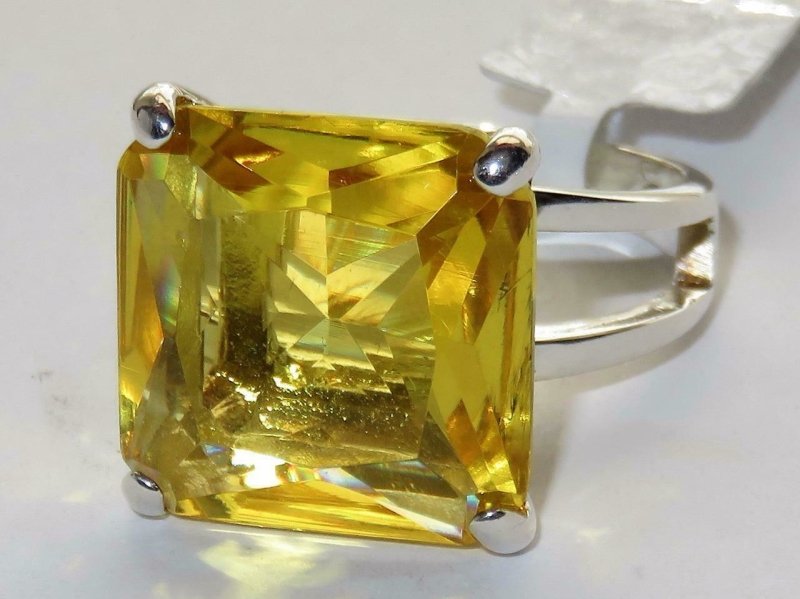 Jewellery Kingdom Ladies Citrine Princess Cut Sterling Silver Stamped Solitaire Ring (Yellow) - Jewelry Rings - British D'sire