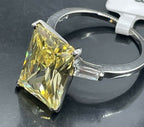 Jewellery Kingdom Ladies Citrine Ring Emerald Cut Simulated Diamonds Stainless Steel Baguettes - Jewelry Rings - British D'sire