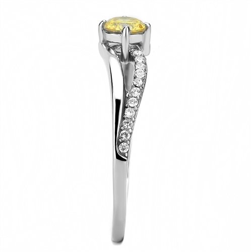 Jewellery Kingdom Ladies Citrine Simulated Diamond Accents Stainless Steel Elegant Ring - Jewelry Rings - British D'sire