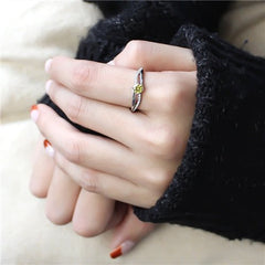 Jewellery Kingdom Ladies Citrine Simulated Diamond Accents Stainless Steel Elegant Ring - Jewelry Rings - British D'sire