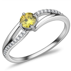 Jewellery Kingdom Ladies Citrine Simulated Diamond Accents Stainless Steel Elegant Ring - Jewelry Rings - British D'sire