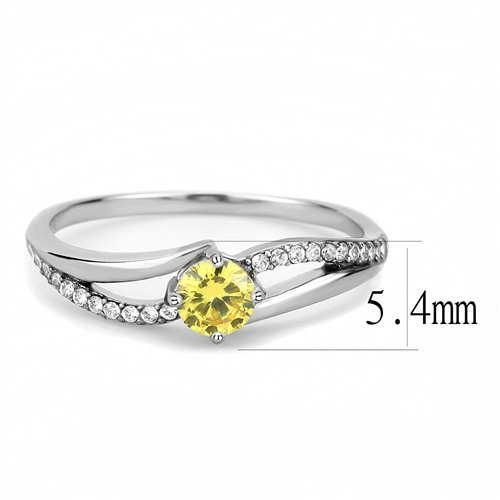 Jewellery Kingdom Ladies Citrine Simulated Diamond Accents Stainless Steel Elegant Ring - Jewelry Rings - British D'sire