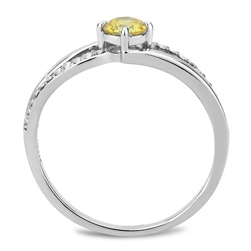 Jewellery Kingdom Ladies Citrine Simulated Diamond Accents Stainless Steel Elegant Ring - Jewelry Rings - British D'sire