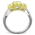 Jewellery Kingdom Ladies Citrine Yellow Three Stone Anniversary Stainless Steel Ring (Silver) - Jewelry Rings - British D'sire