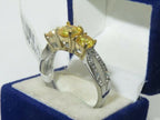 Jewellery Kingdom Ladies Citrine Yellow Three Stone Anniversary Stainless Steel Ring (Silver) - Jewelry Rings - British D'sire