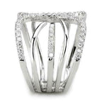 Jewellery Kingdom Ladies Claw Band Wide Comfort Cubic Zirconia Rhodium Ring (Silver) - Jewelry Rings - British D'sire