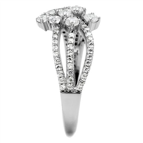 Jewellery Kingdom Ladies Cluster 4 Carat Engagement Sterling Handmade Sparkling Ring (Silver) - Jewelry Rings - British D'sire