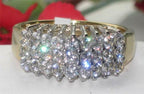 Jewellery Kingdom Ladies Cluster Cathedral Shape Dress Sparkling Ring 1.5k (Gold) - Jewelry Rings - British D'sire