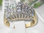 Jewellery Kingdom Ladies Cluster Cathedral Shape Dress Sparkling Ring 1.5k (Gold) - Jewelry Rings - British D'sire