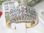 Jewellery Kingdom Ladies Cluster Cathedral Shape Dress Sparkling Ring 1.5k (Gold) - Jewelry Rings - British D'sire